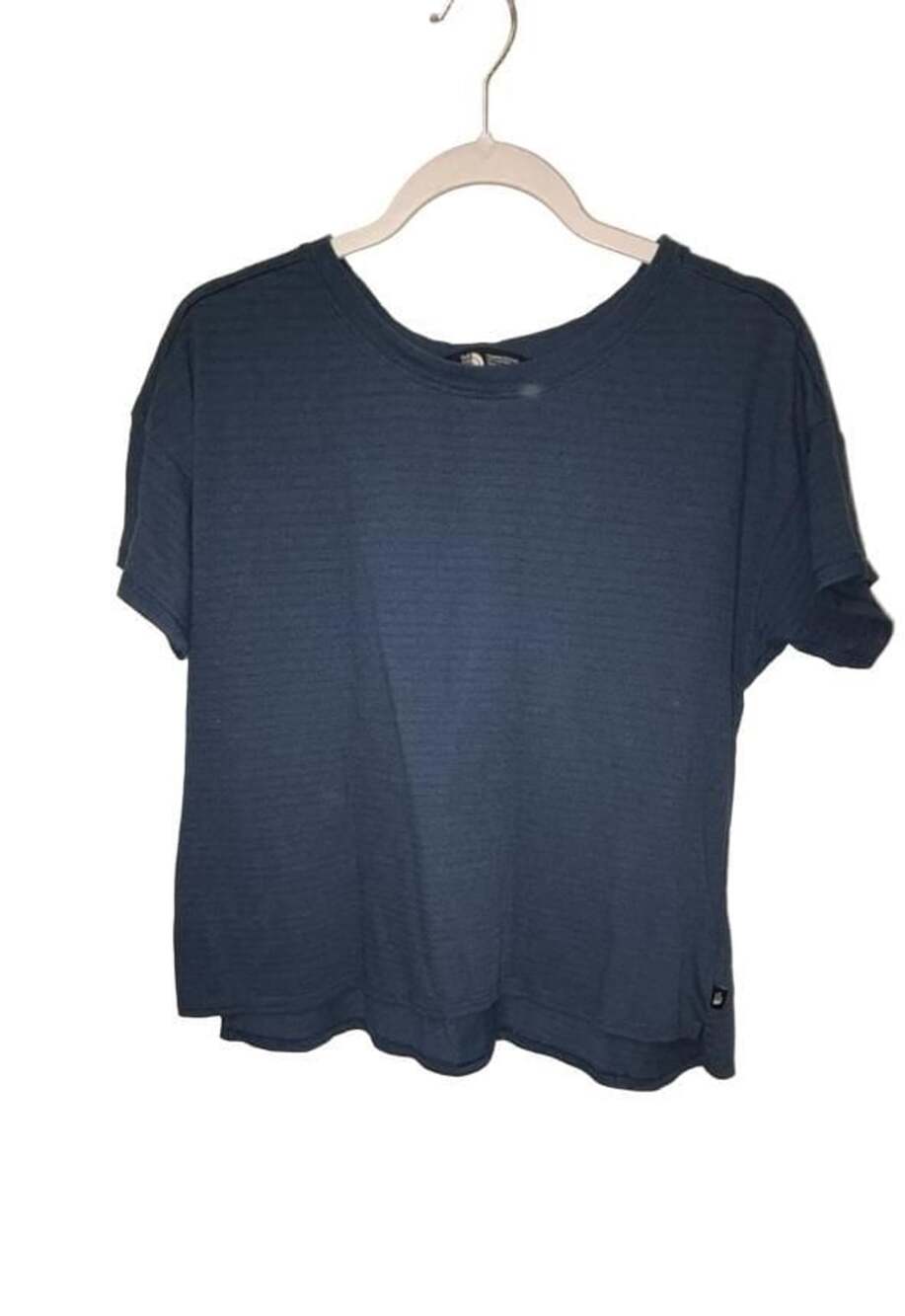 The North Face Short Sleeve Crew Neck Top Size M Blue Textured Knit